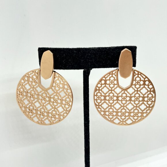 KENDRA SCOTT DIDI ROSE GOLD FILIGREE STATEMENT ROUND DROP EARRINGS NWT NORDSTROM - Picture 11 of 12